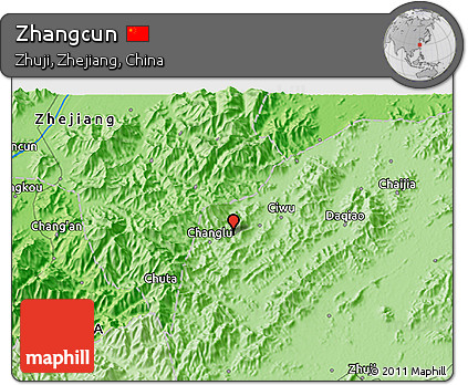 Political 3D Map of Zhangcun