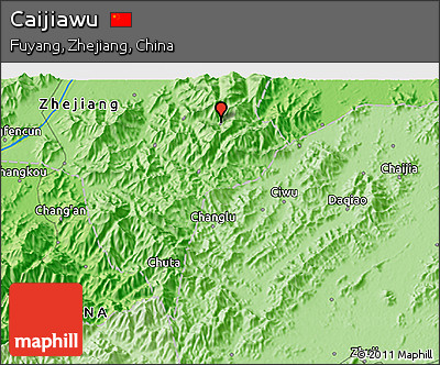 Political 3D Map of Caijiawu