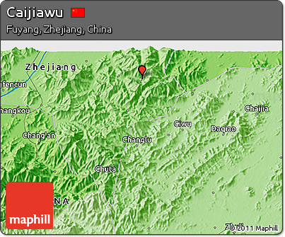 Political 3D Map of Caijiawu