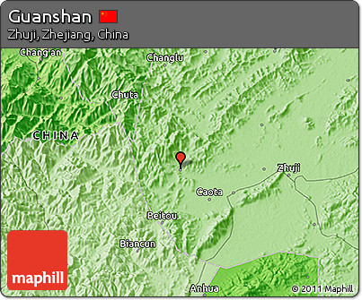 Political 3D Map of Guanshan