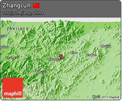 Political 3D Map of Zhangcun