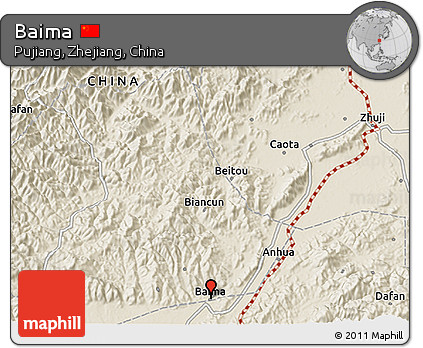 Shaded Relief 3D Map of Baima