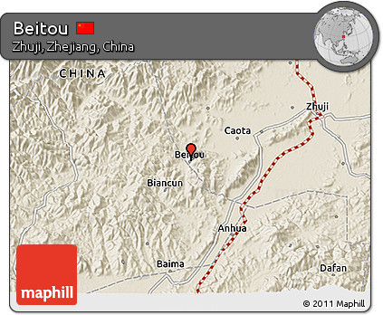 Shaded Relief 3D Map of Beitou