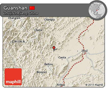Shaded Relief 3D Map of Guanshan