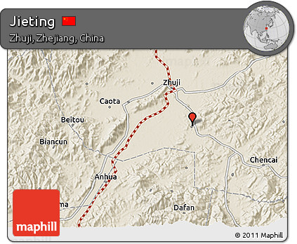 Shaded Relief 3D Map of Jieting