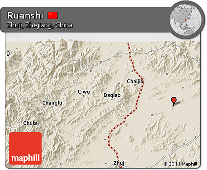 Shaded Relief 3D Map of Ruanshi