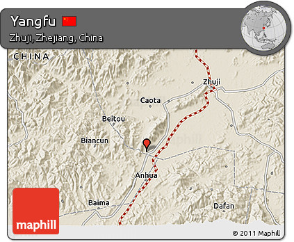 Shaded Relief 3D Map of Yangfu