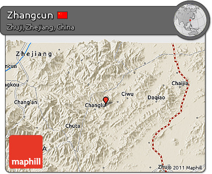 Shaded Relief 3D Map of Zhangcun