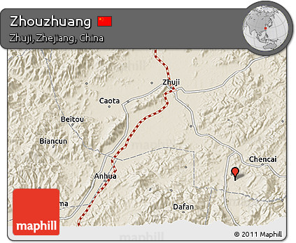 Shaded Relief 3D Map of Zhouzhuang