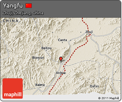 Shaded Relief 3D Map of Yangfu