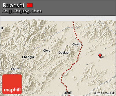 Shaded Relief 3D Map of Ruanshi