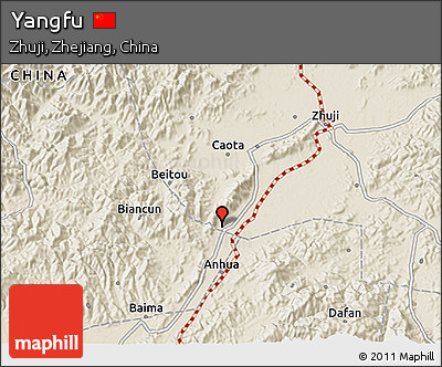 Shaded Relief 3D Map of Yangfu