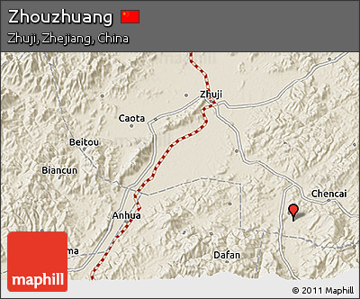 Shaded Relief 3D Map of Zhouzhuang