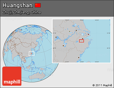 Gray Location Map of Huangshan