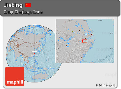 Gray Location Map of Jieting, hill shading
