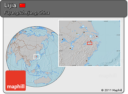 Gray Location Map of Lijia, hill shading