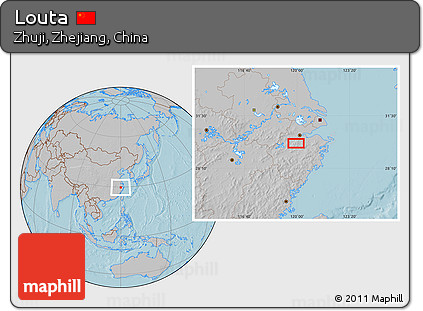 Gray Location Map of Louta, hill shading