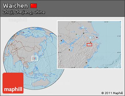 Gray Location Map of Waichen, hill shading