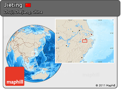 Shaded Relief Location Map of Jieting