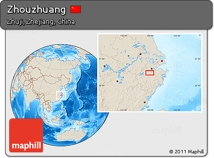 Shaded Relief Location Map of Zhouzhuang
