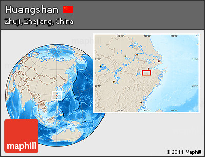 Shaded Relief Location Map of Huangshan