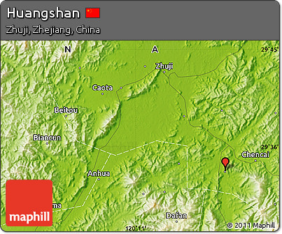 Physical Map of Huangshan