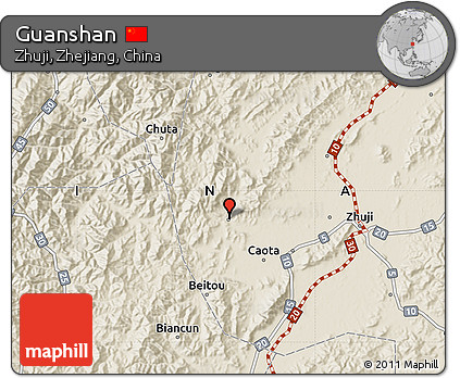 Shaded Relief Map of Guanshan