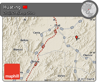 Shaded Relief Map of Huating