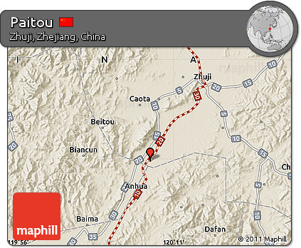 Shaded Relief Map of Paitou
