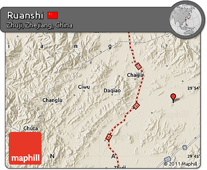 Shaded Relief Map of Ruanshi