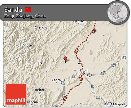 Shaded Relief Map of Sandu