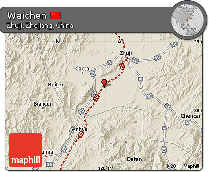 Shaded Relief Map of Waichen