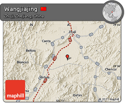 Shaded Relief Map of Wangjiajing