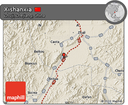 Shaded Relief Map of Xishanxia