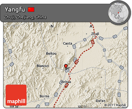 Shaded Relief Map of Yangfu