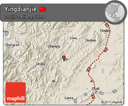 Shaded Relief Map of Yingdianjie