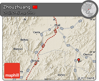 Shaded Relief Map of Zhouzhuang