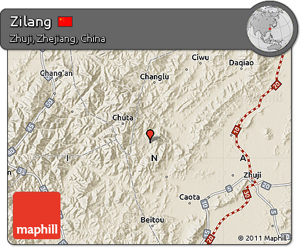 Shaded Relief Map of Zilang