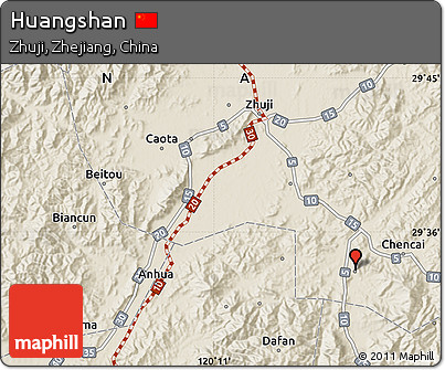 Shaded Relief Map of Huangshan
