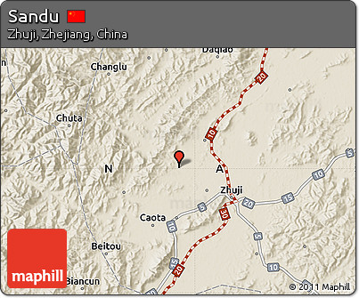 Shaded Relief Map of Sandu