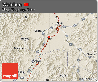 Shaded Relief Map of Waichen