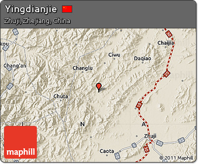 Shaded Relief Map of Yingdianjie