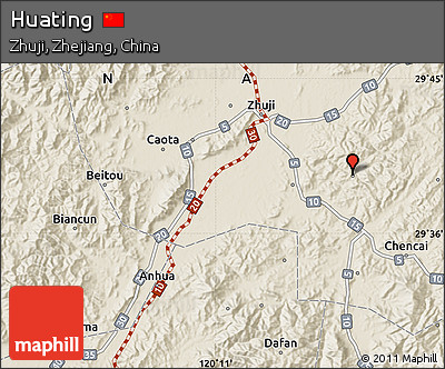 Shaded Relief Map of Huating