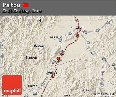 Shaded Relief Map of Paitou