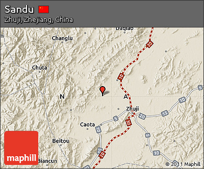 Shaded Relief Map of Sandu