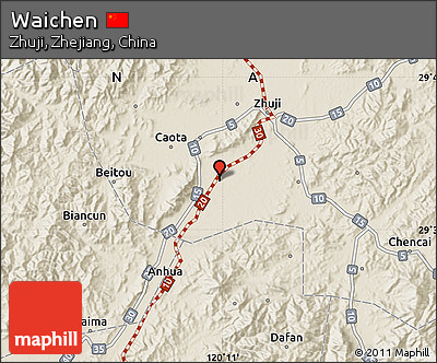 Shaded Relief Map of Waichen