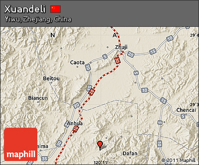 Shaded Relief Map of Xuandeli