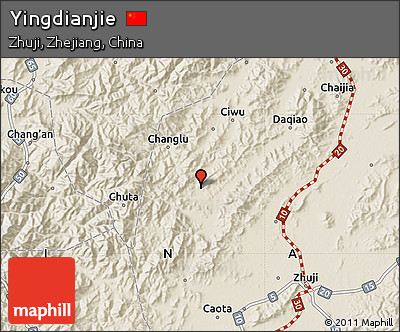 Shaded Relief Map of Yingdianjie