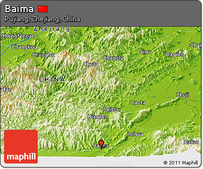 Physical Panoramic Map of Baima