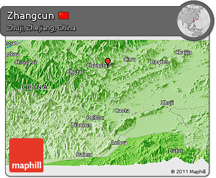 Political Panoramic Map of Zhangcun